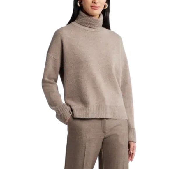 Nordstrom Sweaters - NORDSTROM Cashmere Wool Blend Taupe Turtleneck Sweater Soft Casual Size L M Work